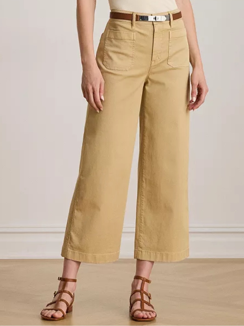 NWT Lauren Ralph Lauren Stretch Chino Wide Leg Cropped Pants